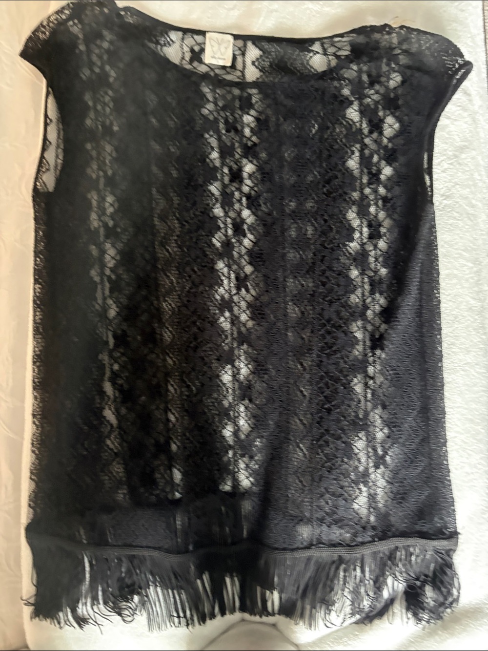 Ella Moss Black Lace Fringe Camisole Top